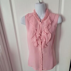 Vertigo Paris Ruffle Front Blouse Pink Size Medium